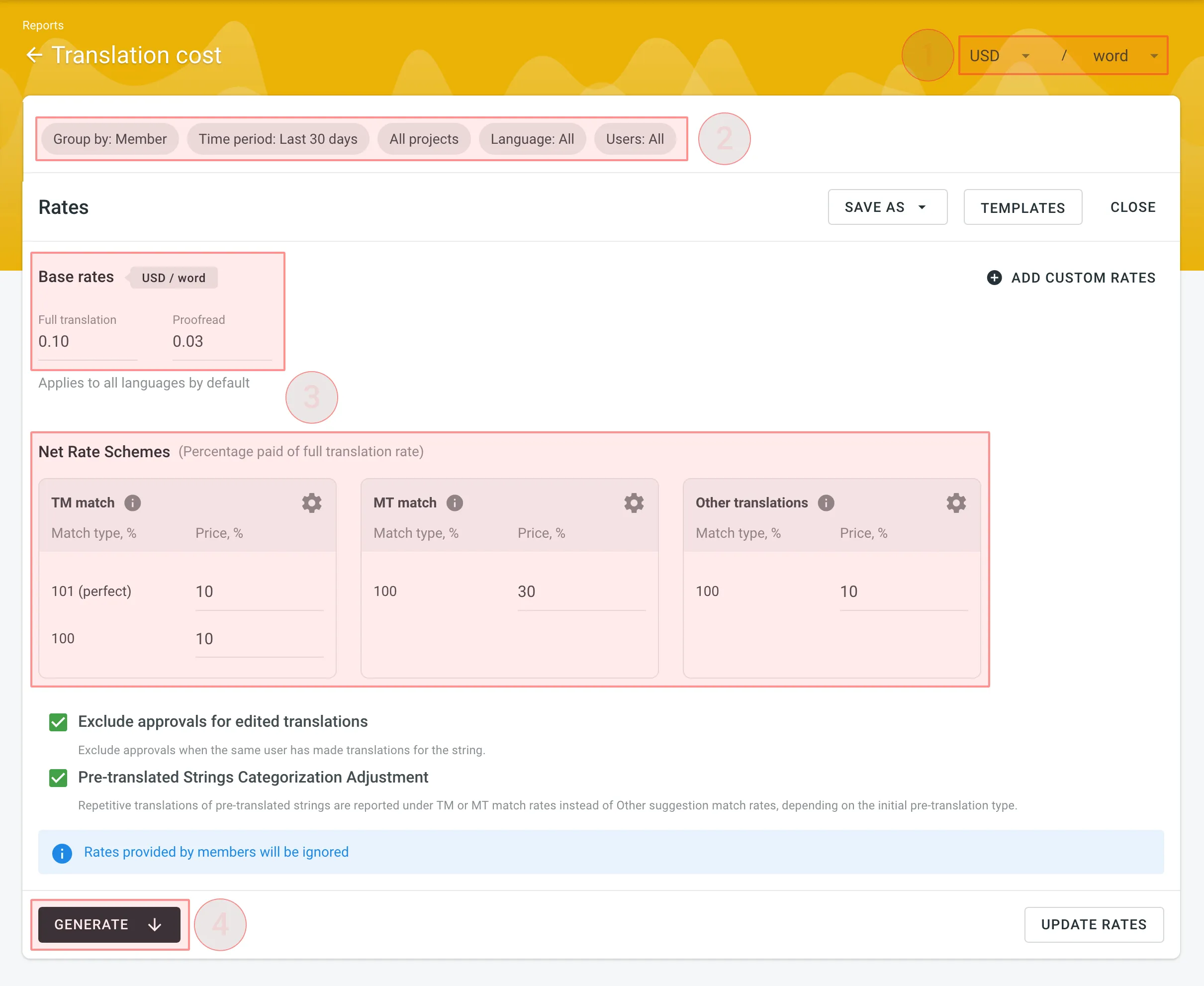 Generating Translation Cost